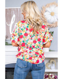 Azura Exchange Ruffled V Neck Floral Print Blouse - M