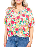 Azura Exchange Ruffled V Neck Floral Print Blouse - M