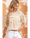 Azura Exchange Floral Print Wide Ruffle Sleeves Blouse - S