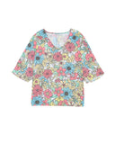 Azura Exchange Floral Print V Neck Half Sleeve Blouse - M