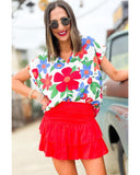 Azura Exchange V Neck Flower Print Blouse - M