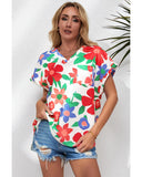 Azura Exchange V Neck Flower Print Blouse - M