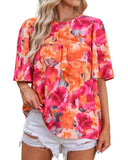 Azura Exchange Wide Sleeve Floral Print Blouse - L