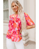 Azura Exchange Wide Sleeve Floral Print Blouse - L