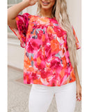 Azura Exchange Wide Sleeve Floral Print Blouse - M