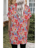 Azura Exchange Boho Flower Print Tunic Top - M