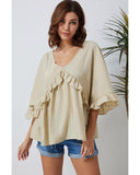 Azura Exchange Draped Batwing Sleeve Ruffle Top - S