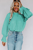 Azura Exchange Pleated Flared Cuff Long Sleeve Blouse - M