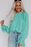 Azura Exchange Pleated Flared Cuff Long Sleeve Blouse - M