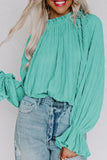 Azura Exchange Pleated Flared Cuff Long Sleeve Blouse - S