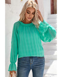 Azura Exchange Pleated Flared Cuff Long Sleeve Blouse - XL