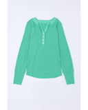 Azura Exchange Waffle Knit Henley Top - L