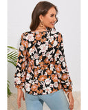 Azura Exchange Floral Print 3/4 Sleeve Blouse - XL