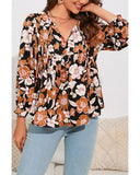 Azura Exchange Floral Print 3/4 Sleeve Blouse - XL