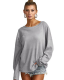 Azura Exchange Gray V Cut Drawstring Back Waffle Knit Top - M