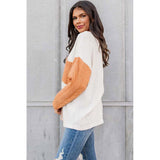 Azura Exchange Textured Knit Top with Colorblock Chest Pocket - M