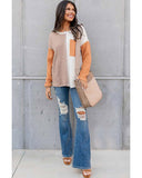 Azura Exchange Textured Knit Top with Colorblock Chest Pocket - M