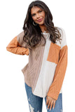 Azura Exchange Textured Knit Top with Colorblock Chest Pocket - M