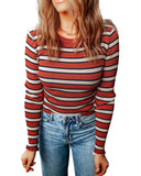 Cheeky X by Azura Exchange Striped Ribbed Knit Slim Fit Top - S