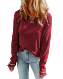 Azura Exchange Textured Round Neck Long Sleeve Top - L