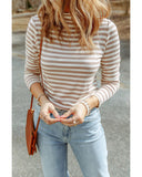 Azura Exchange Striped Print Knit Long Sleeve Tee - M