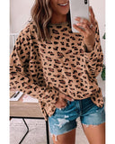 Azura Exchange Animal Print Stitching Loose Long Sleeve Top - M