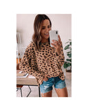 Azura Exchange Animal Print Stitching Loose Long Sleeve Top - M