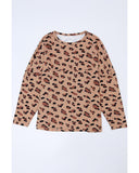 Azura Exchange Animal Print Stitching Loose Long Sleeve Top - M