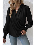 Azura Exchange Elegant Surplice Neck Draped Blouse - S