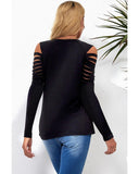 Azura Exchange Mesh Patch Ripped Long Sleeve Top - XL