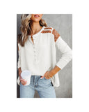 Azura Exchange Contrast Crochet Lace Henley Top - L