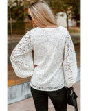 Azura Exchange Floral Lace Crochet V Neck Top - M