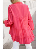 Azura Exchange Half Buttoned Ruffle Tiered Long Sleeve Blouse - XL