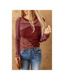 Azura Exchange Color Block Ribbed Knit Top with Exposed Seams - L