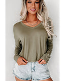 Azura Exchange Loose V Neck Dropped Sleeve Top - L