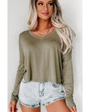 Azura Exchange Loose V Neck Dropped Sleeve Top - L