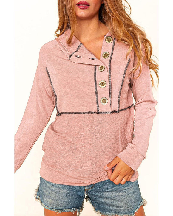 Cheeky X by Azura Exchange Princess Line Out Seam Hoodie with Front Buttons - L