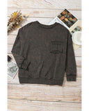 Azura Exchange Acid Wash Drop Shoulder Long Sleeve Sweatshirt with Pockets - L