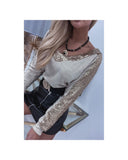 Azura Exchange Sequin Patchwork V Neck Long Sleeve Top - S