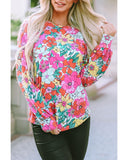 Azura Exchange Floral Long Sleeve Top with Twisted Hollow-out Back - M