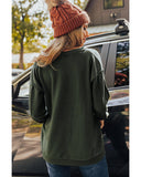 Azura Exchange Exquisite Green Long Sleeve Top with Split Neck and Exposed Seam Detail - L