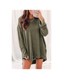 Azura Exchange Oversized Green Waffle Knit High Slits Top - M