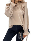 Azura Exchange Ruffled Bubble Sleeve Blouse - M