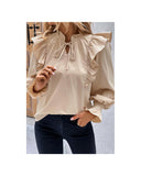 Azura Exchange Ruffled Bubble Sleeve Blouse - XL