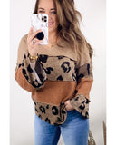 Azura Exchange Leopard Colorblock Patchwork Knit Top - M