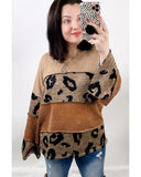 Azura Exchange Leopard Colorblock Patchwork Knit Top - M