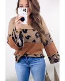 Azura Exchange Leopard Colorblock Patchwork Knit Top - M