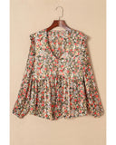 Azura Exchange Floral Ruffled Babydoll Blouse - L