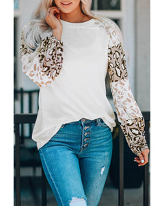 Azura Exchange Leopard Print Bubble Sleeve Top - M