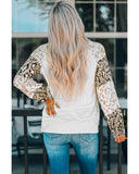 Azura Exchange Leopard Print Bubble Sleeve Top - M